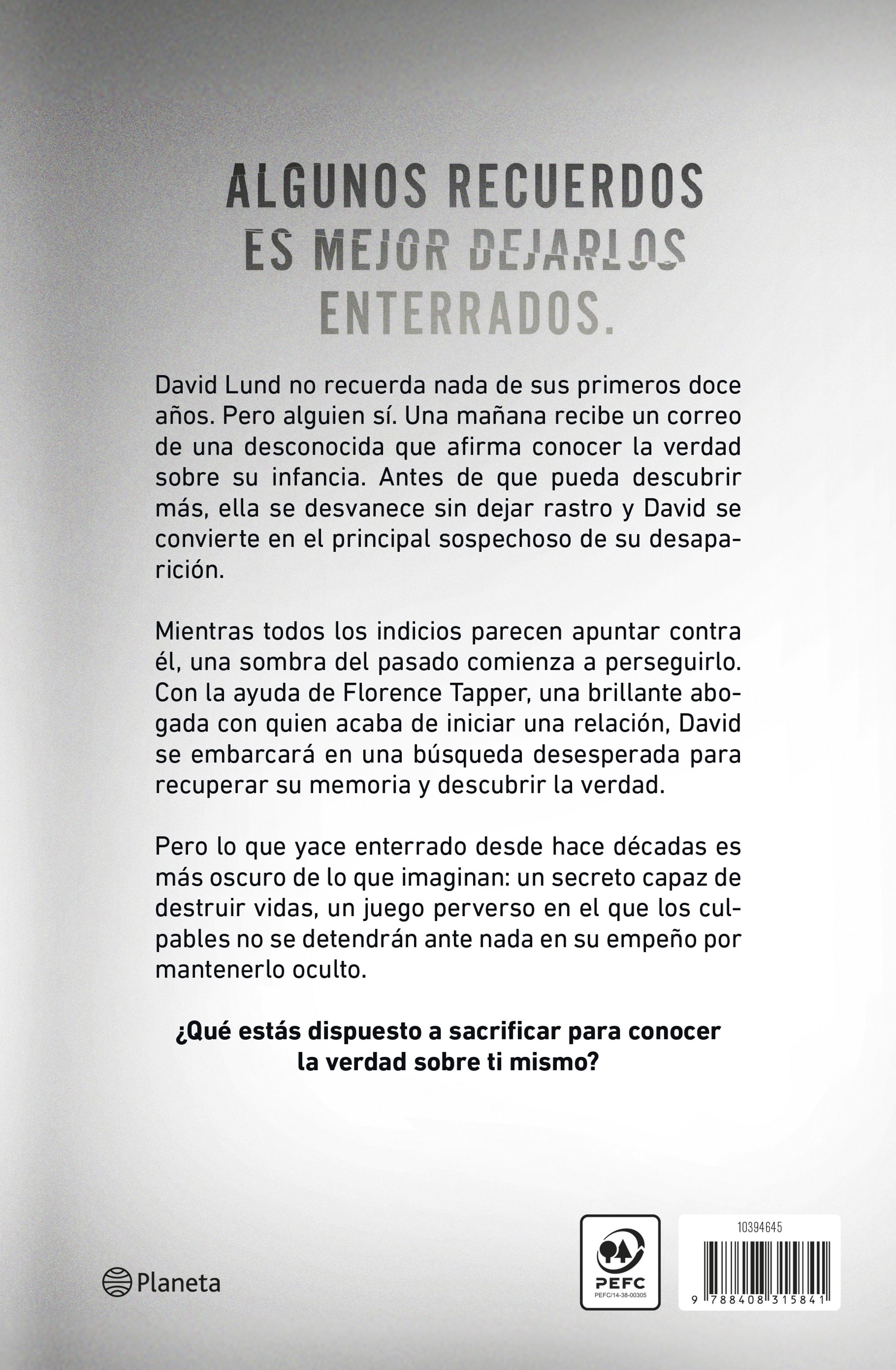 Miniatura contraportada El sacrificio (Serie Memento 1)