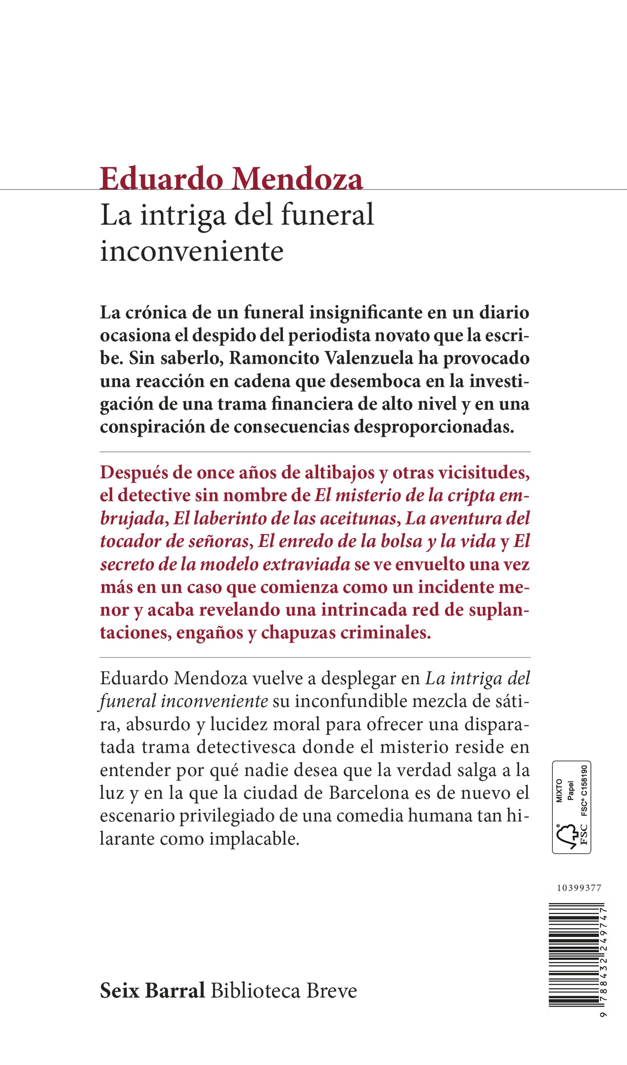 Miniatura contraportada La intriga del funeral inconveniente