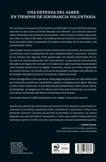 Contraportada La osadía de la ignorancia