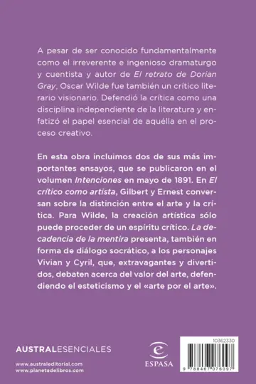 Contraportada El crítico como artista / La decadencia de la mentira