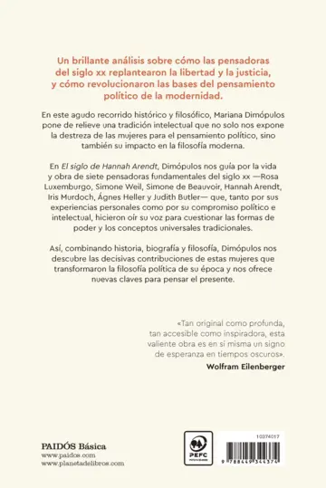 Contraportada El siglo de Hannah Arendt