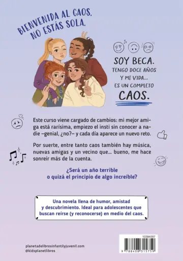 Contraportada El caos de Beca 1. El primer día de mi nueva vida