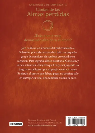 Contraportada Ciudad de las Almas perdidas. Cazadores de sombras 5