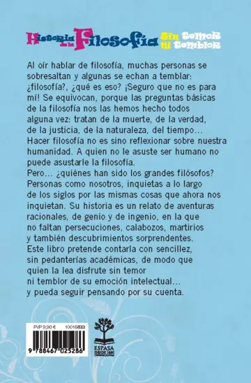 Contraportada Historia de la Filosofía sin temor ni temblor