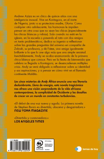Contraportada Los cinco misterios de Andy África