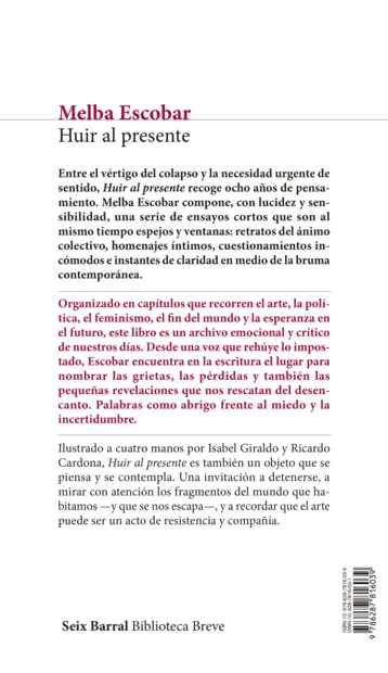 Contraportada Huir al presente