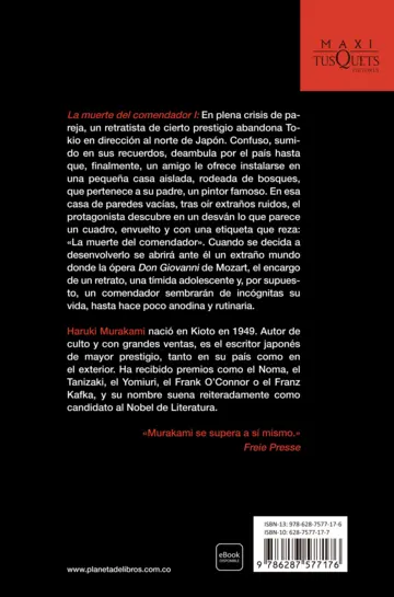 Contraportada La muerte del comendador Libro 1