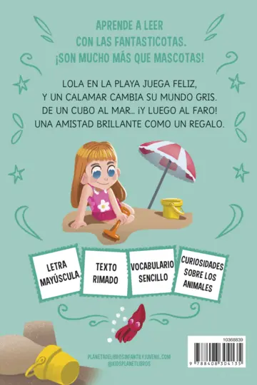 Contraportada Aprende a leer con Las Fantasticotas 13. Lola juega con las olas