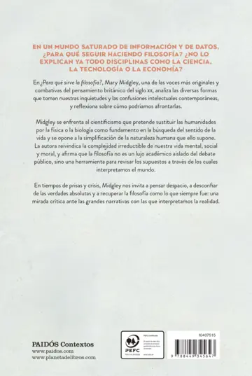 Contraportada ¿Para qué sirve la filosofía?