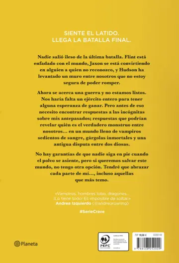 Contraportada Fulgor (Serie Crave 4)