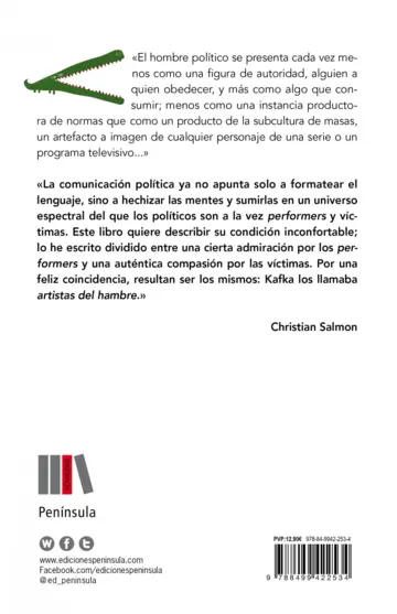 Contraportada La ceremonia caníbal. Sobre la performance política