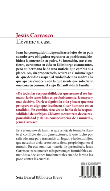 Contraportada Llévame a casa