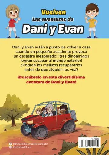 Contraportada Las aventuras de Dani y Evan 16. Fuga de dinosaurios