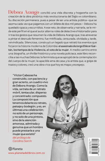 Contraportada Débora Arango de perfil