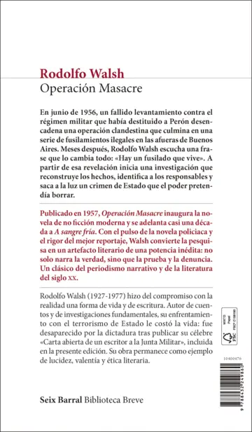 Contraportada Operación Masacre