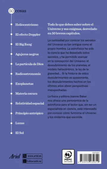 Contraportada 50 cosas que hay que saber sobre el universo