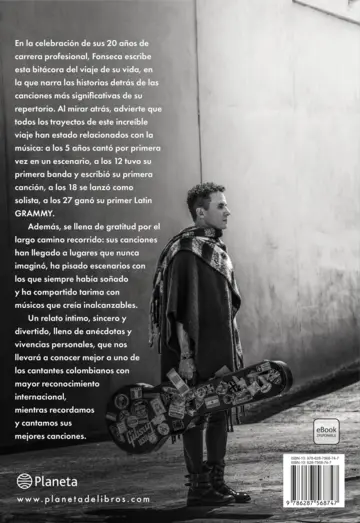 Contraportada Canciones, historias y 20 años de memorias