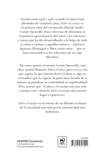 Contraportada Sobre el cuerpo