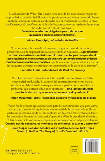 Contraportada Enamórate del problema no de la solución