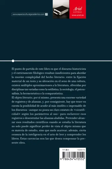 Contraportada Teoría literaria y literatura comparada