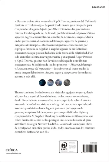 Contraportada Agujeros negros y tiempo curvo