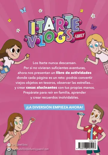 Contraportada Itarte Vlogs Family. Libro de creatividad