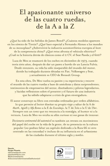 Contraportada Diccionario sentimental del automóvil