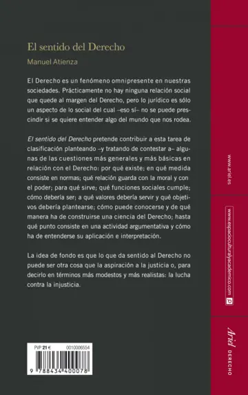 Contraportada El sentido del  Derecho