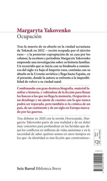 Contraportada Ocupación