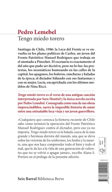 Contraportada Tengo miedo torero