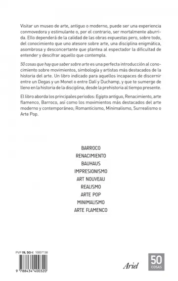 Contraportada 50 cosas que hay saber sobre arte