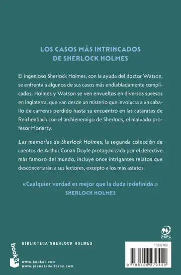 Contraportada Las memorias de Sherlock Holmes